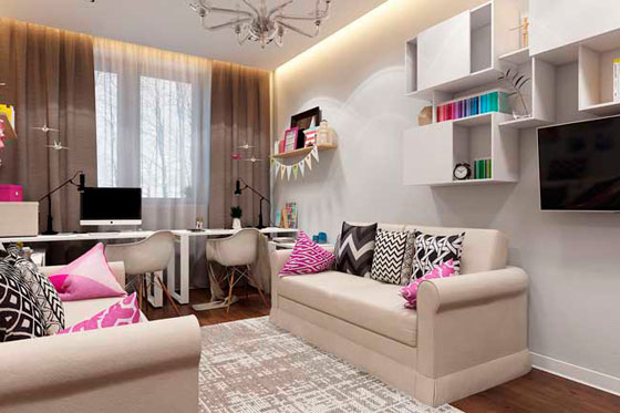 интерьер детской для двух девочек