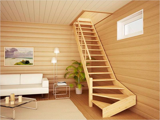 дизайн детской на мансарде - лестница вниз