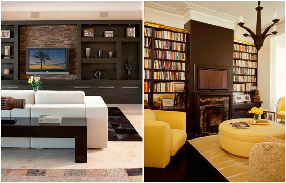 Оформление стены с телевизором в гостиной Оформление стены с телевизором в гостиной